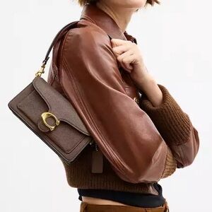COACH Tabby Shoulder Bag 20 Polished Pebble Leather Brass Dark Stone